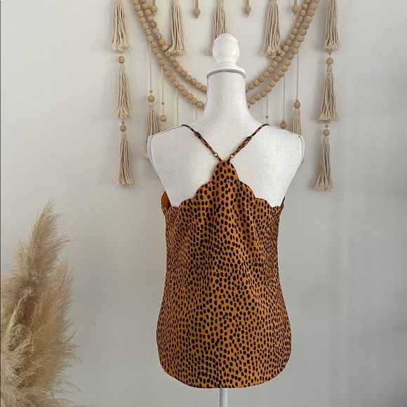 J. Crew leopard print cami tank top scalloped cami golden yellow contemporary 4 - Picture 8 of 16